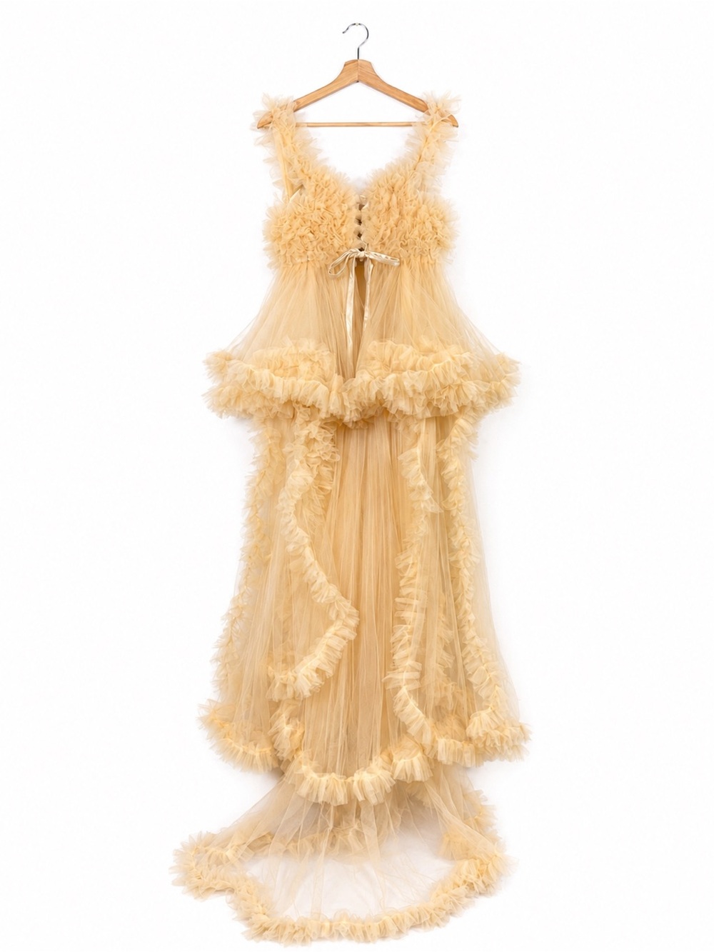 Corset Dress Babydoll Ruffle Tulle Gown Flowy Size M Blush Festival Twee - Picture 2 of 9